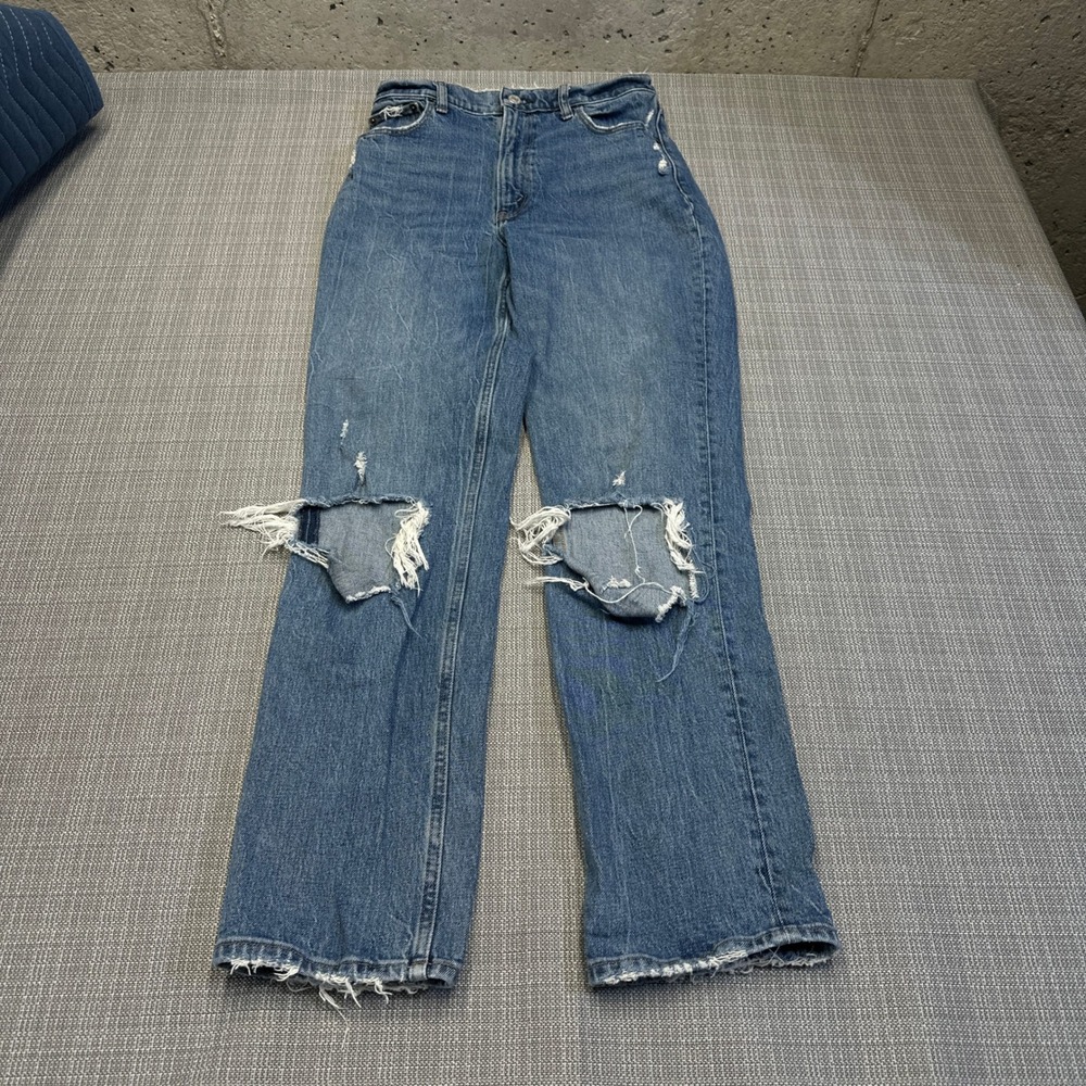 Abercrombie Fitch 90s‎ Straight Ultra High Rise Jeans size 2 / 26 Distressed